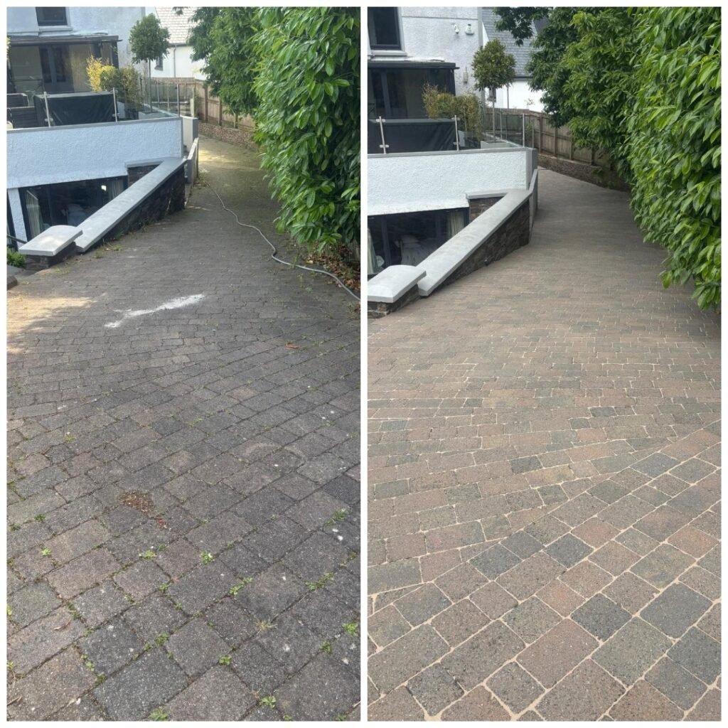 driveway pressure washing before and after