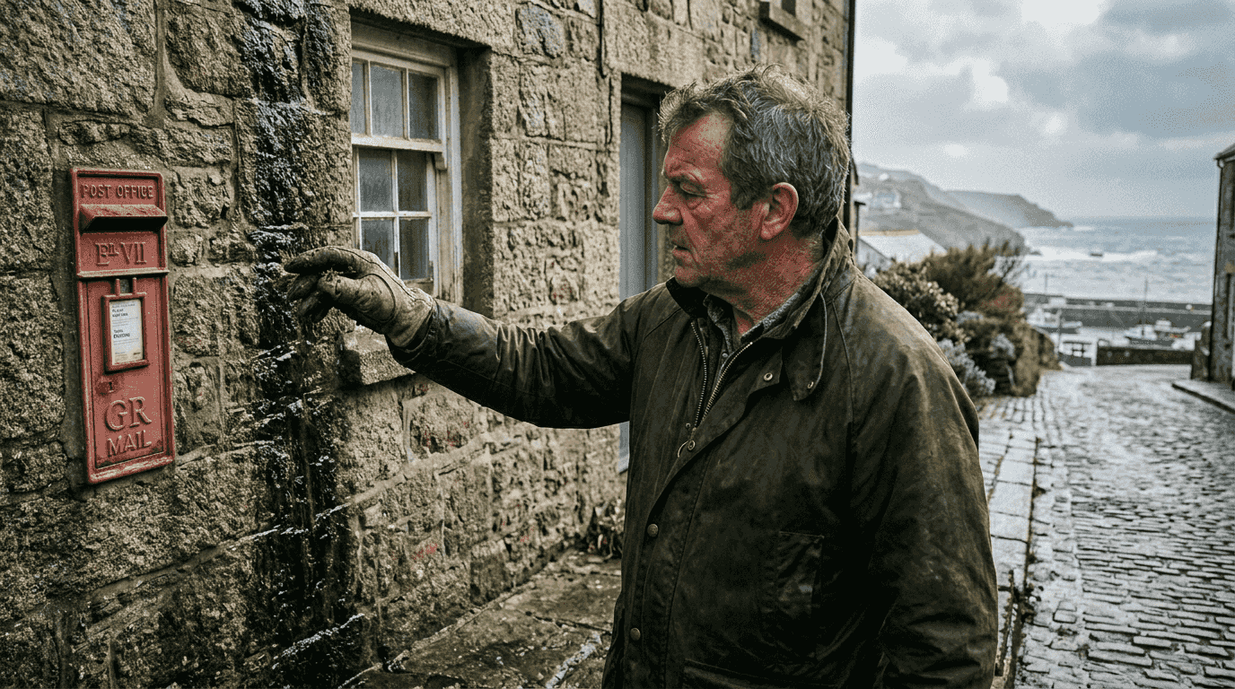 Cornwall property owner inspects weathered exterior